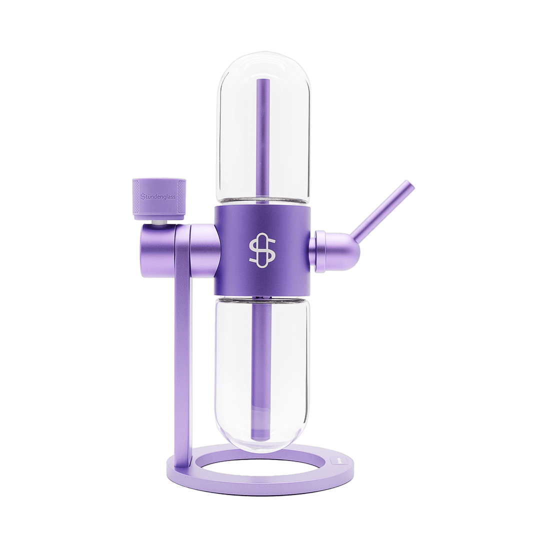 Stündenglass Violet Purple V3 side profile showing 360 degree rotating design