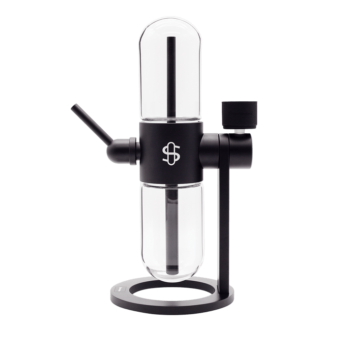 Stündenglass V3 gravity infuser angled view with borosilicate glass globes