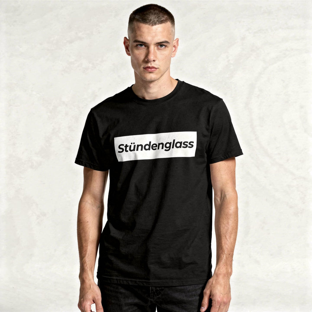 Stündenglass Inverted Box Logo T-Shirt lifestyle detail shot