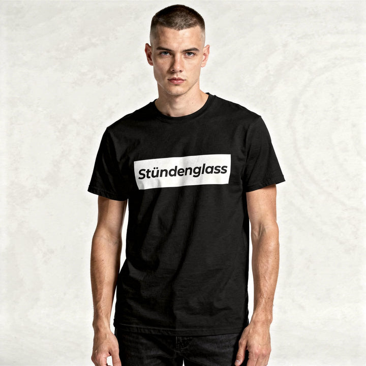 Stündenglass Inverted Box Logo T-Shirt lifestyle detail shot