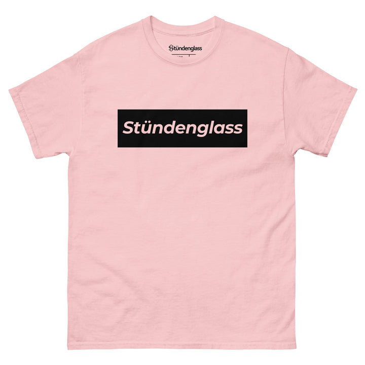 Stündenglass Box Logo T-Shirt in Light Pink - front view with boxed wordmark at chest
