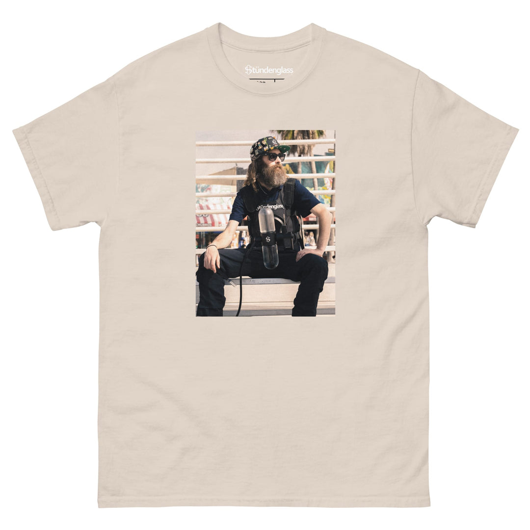Bearded Larry photo box t-shirt in natural, front view