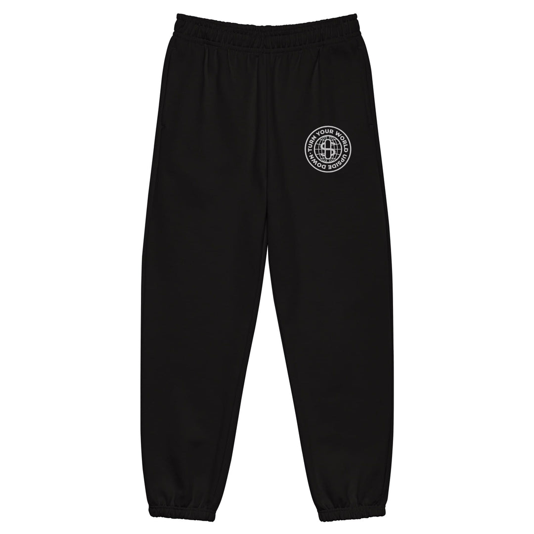 Stündenglass World Emblem heavyweight black unisex sweatpants front view