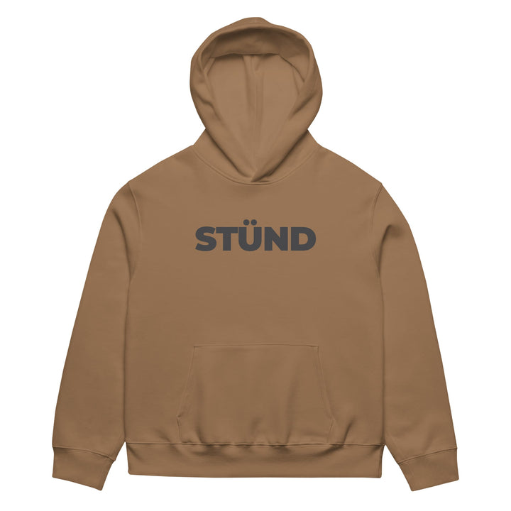 Stündenglass STÜND Heavyweight Hoodie in Vintage Brown - front view with STÜND chest graphic